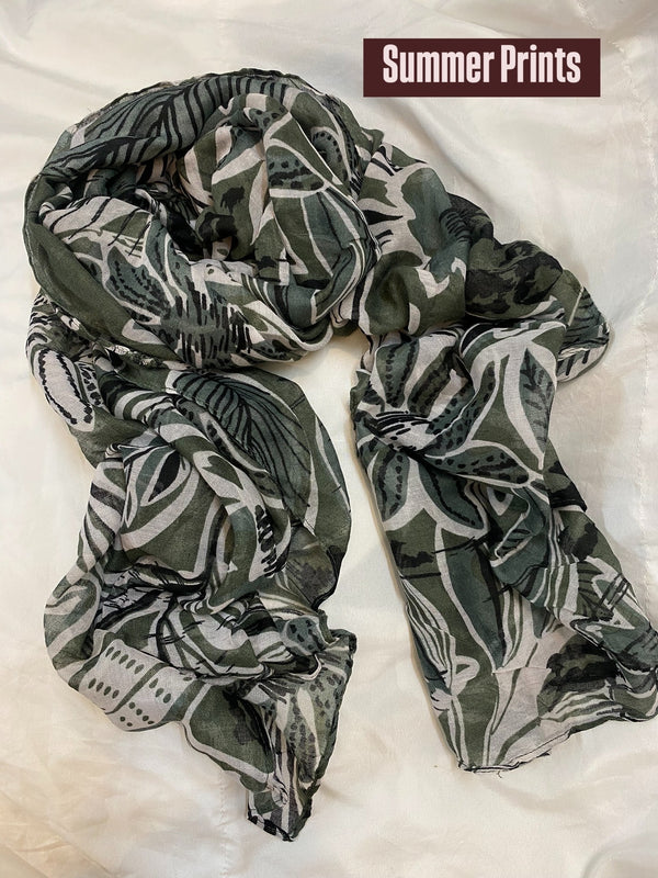 Printed Lawn Hijab - Leafy Green