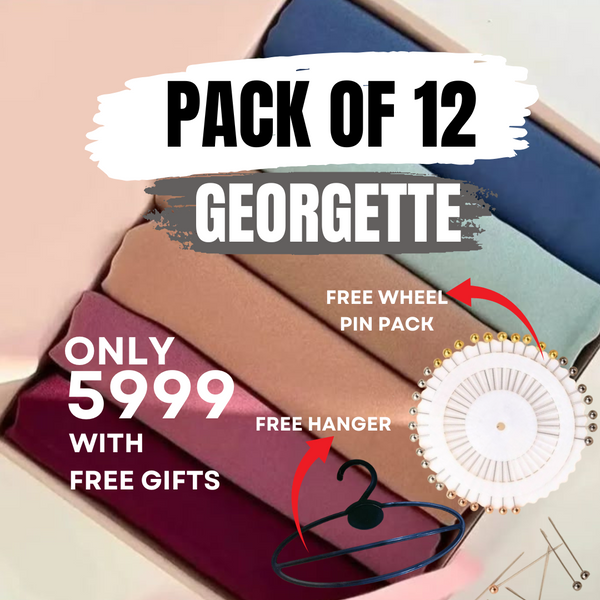 Georgette Hijab 12-Piece Bundle – Free Wheel Pin & Hanger