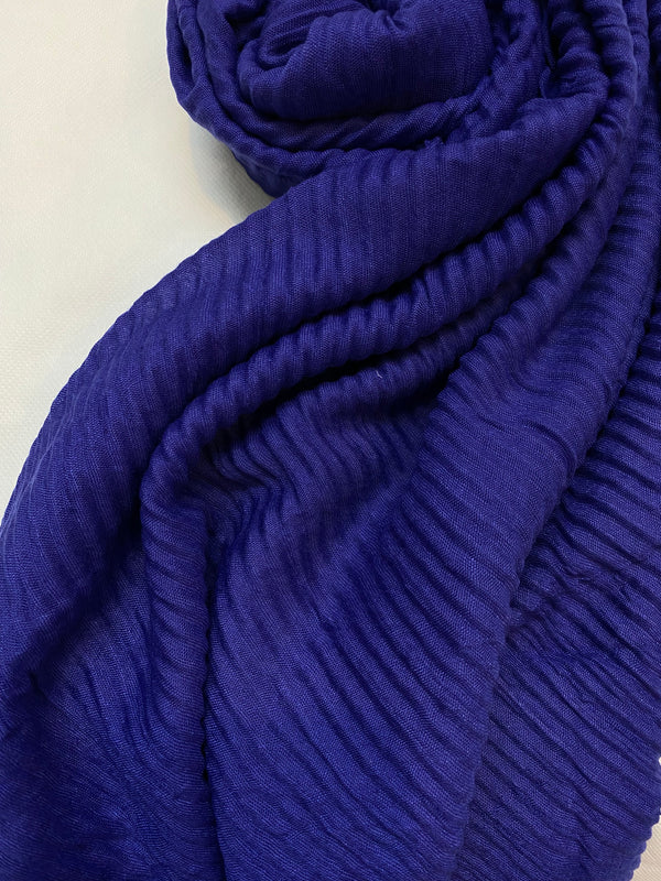 Plain Crumpled Hijab - Royal Blue