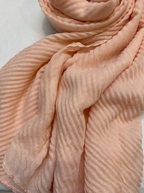Plain Crumpled Hijab - Peach