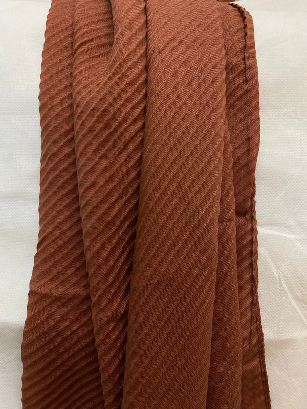 Plain Crumpled Hijab - Brown