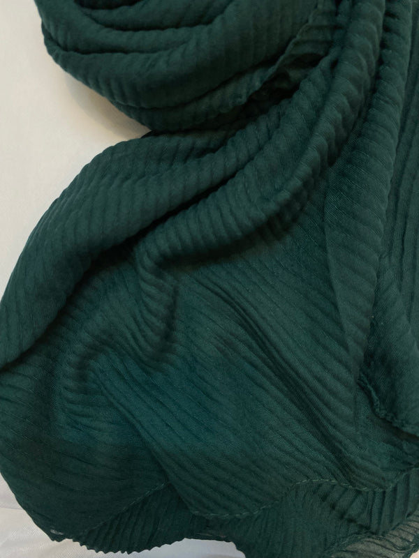 Plain Crumpled Hijab - Bottle Green