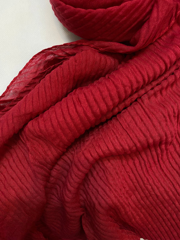 Plain Crumpled Hijab - Red