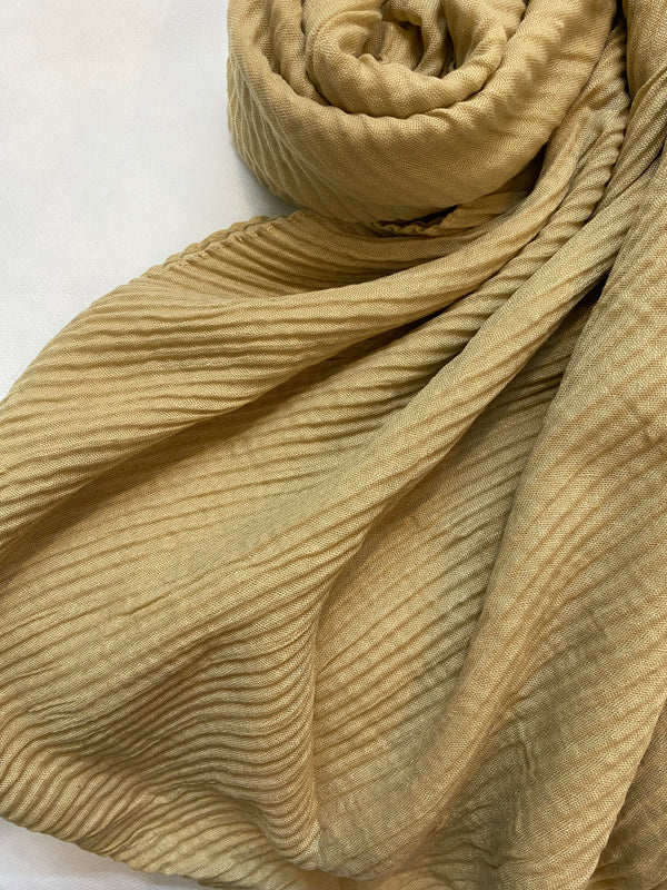 Plain Crumpled Hijab - Beige