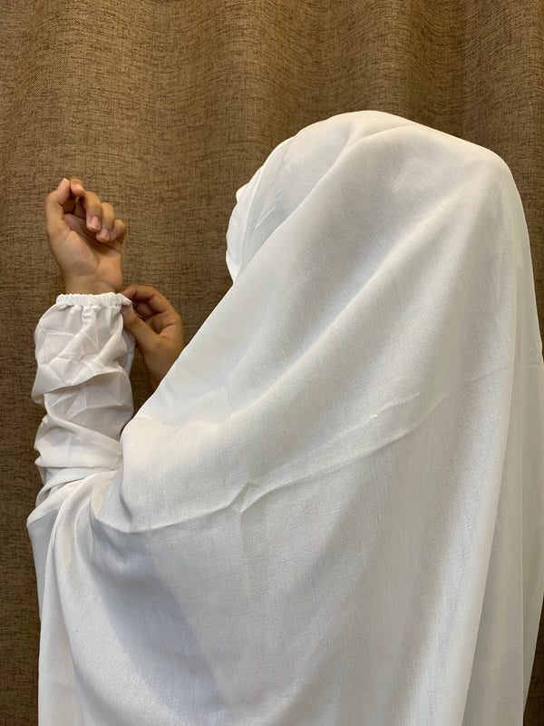 Namaz Chadar With Sleeves - White