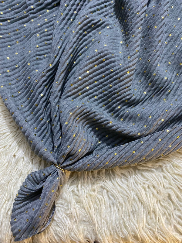 Dot Crumpled Hijabs - Grey