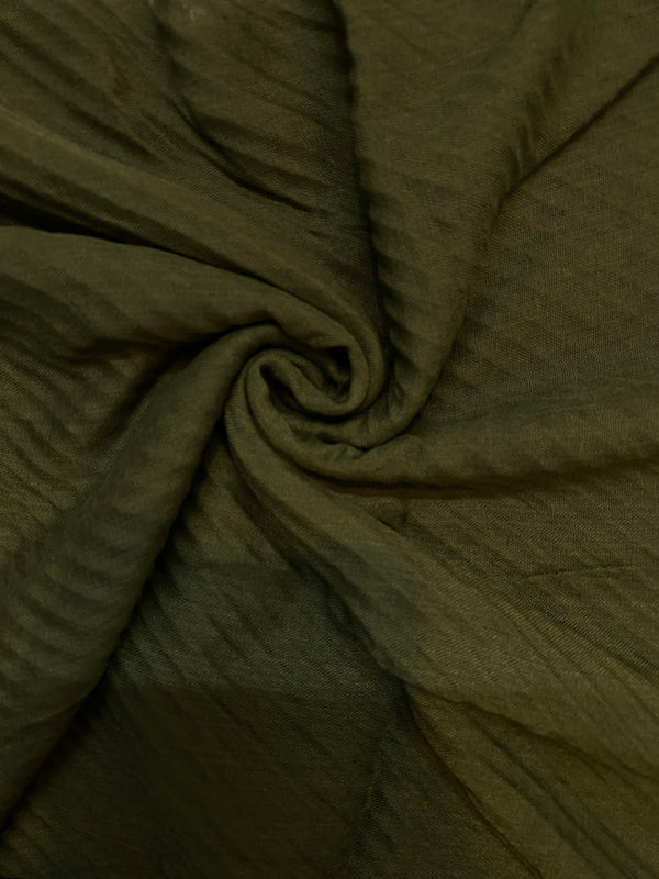 Plain Crumpled Hijab - Olive Green