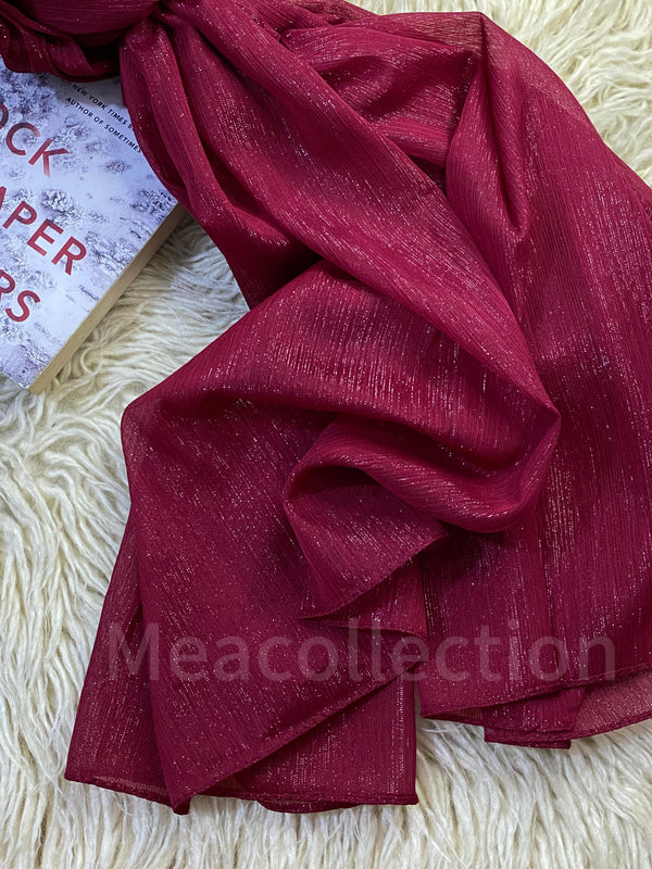 Metallic Chiffon Hijab - Maroon