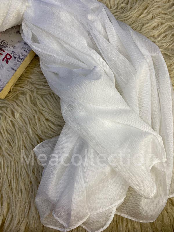 Metallic Chiffon Hijab - White