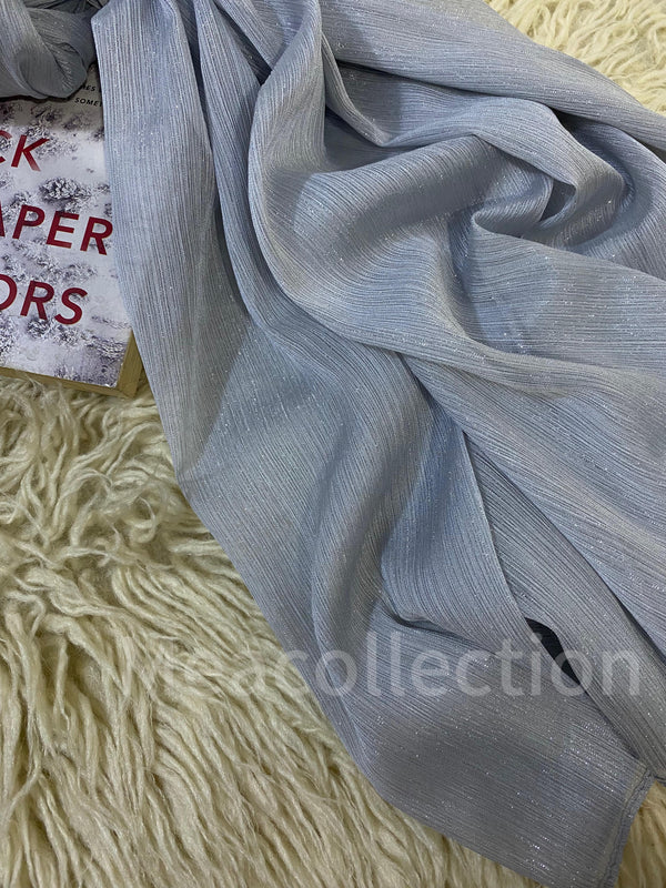 Metallic Chiffon Hijab - Light Grey