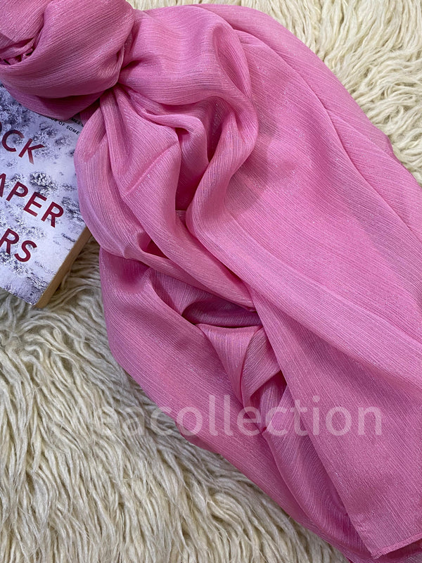 Metallic Chiffon Hijab - Pink