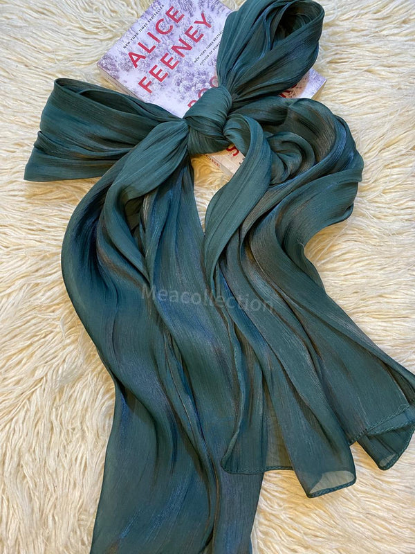 Viral Organza Silk Hijab - Hunter Green