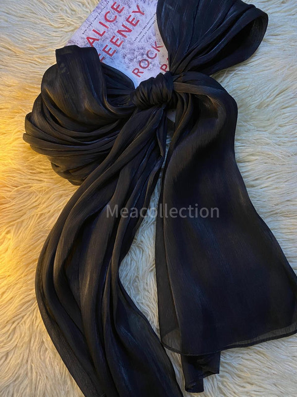 Viral Organza Silk Hijab - Black