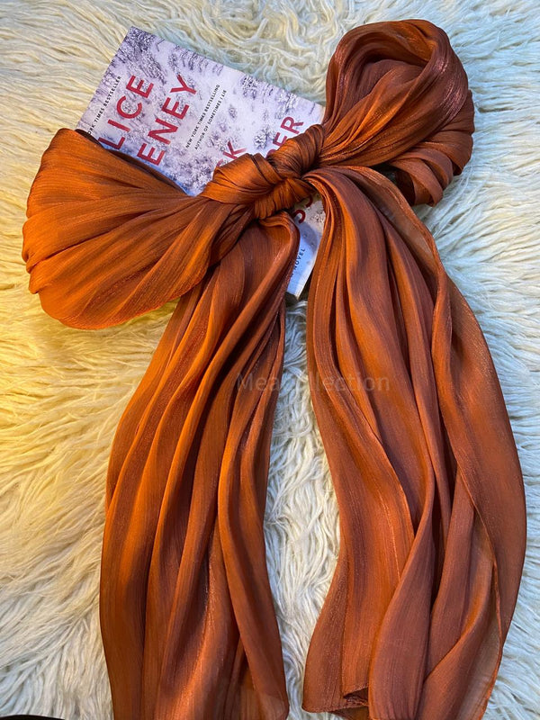 Viral Organza Silk Hijab - Rust