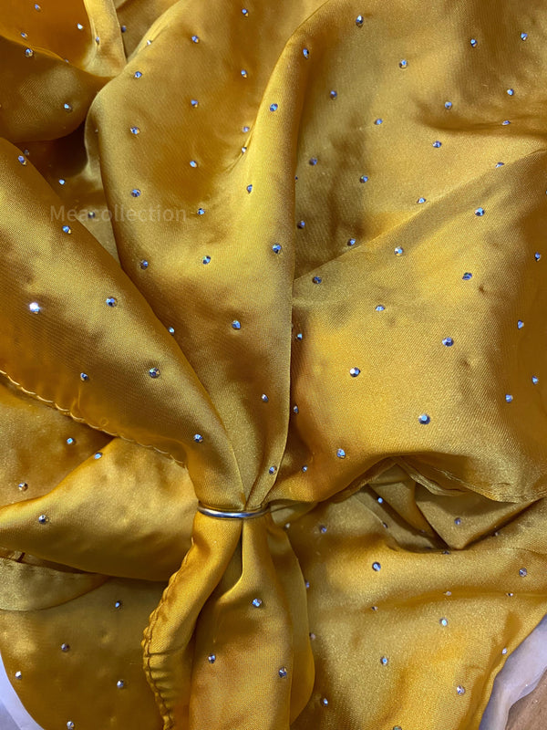 Silver Studded Silk Hijab - Sunflower