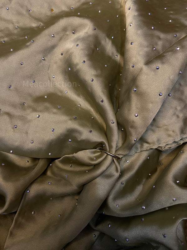 Silver Studded Silk Hijab - Pistachio Green