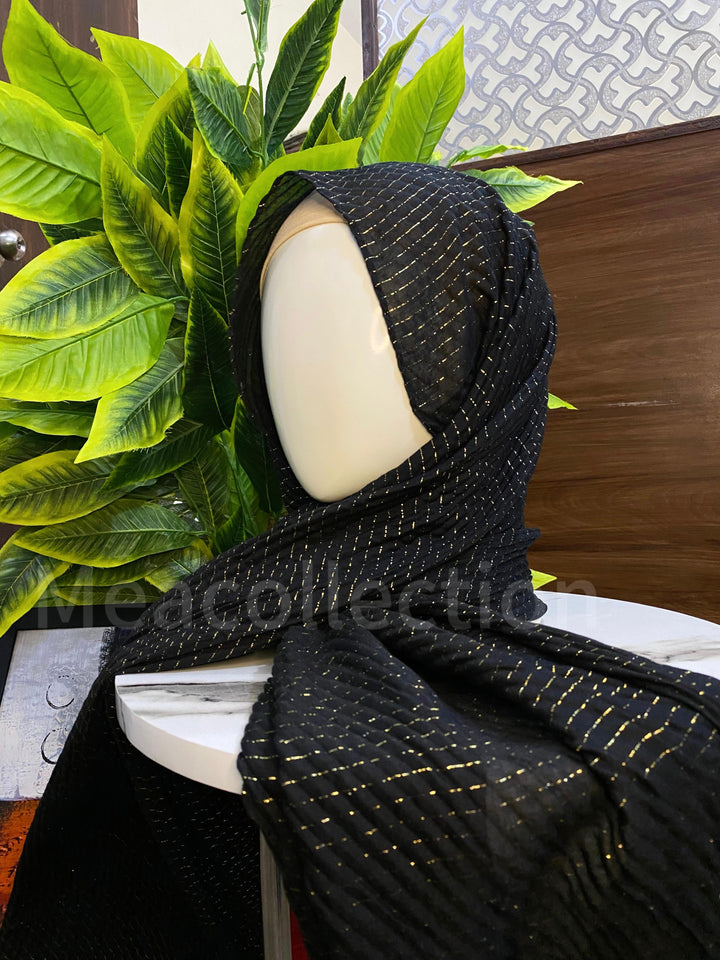 Line-Crumpled-Hijab-Black