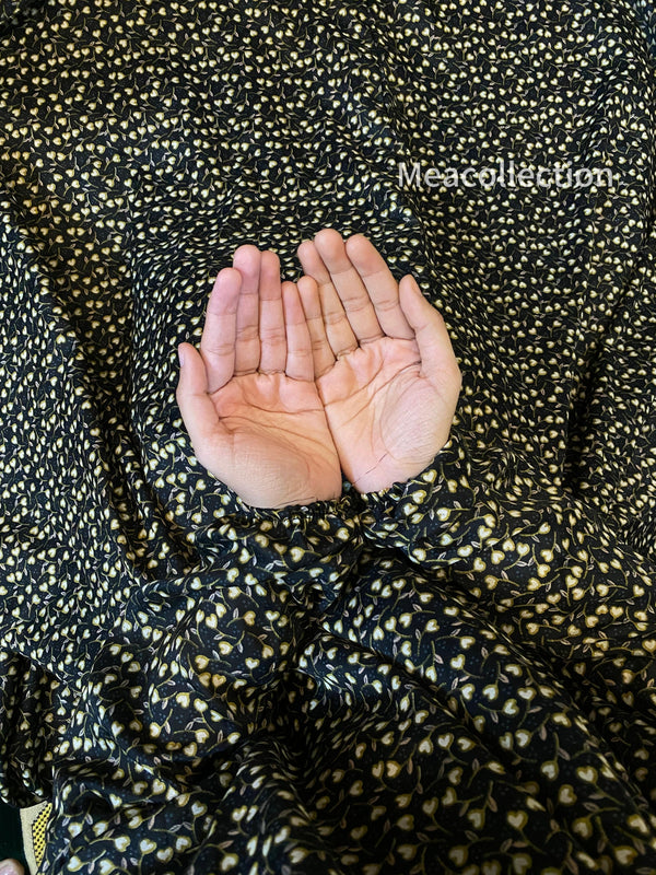Namaz Chadar With Sleeves - Beaded Black