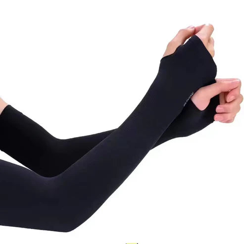 Arm Sleeves With Thumbhole - Black