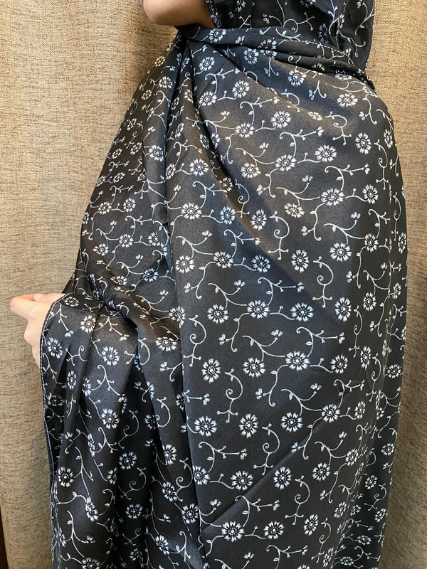 Unstitched Printed Namaz Chadar - Stem Black