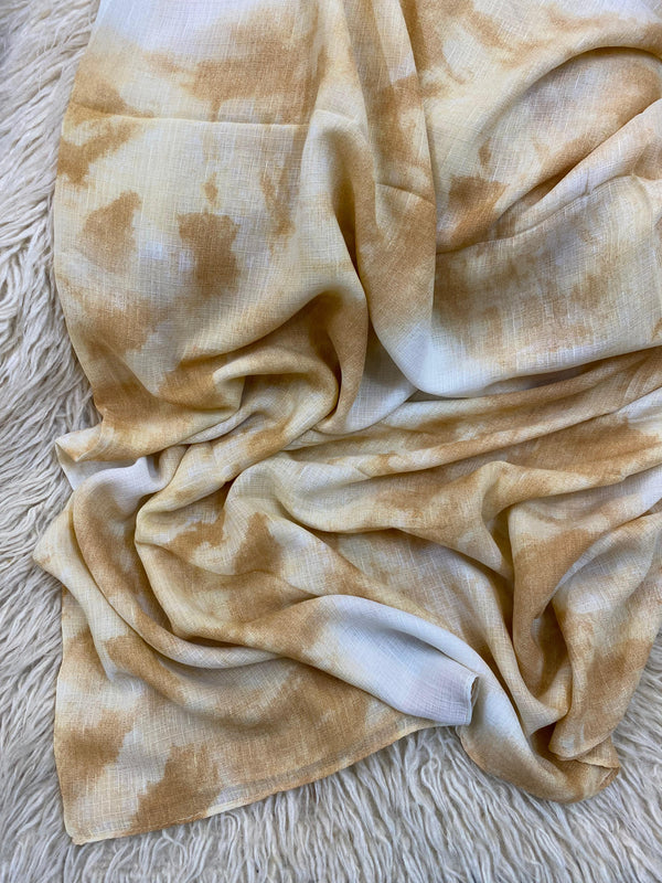 Tie-Dye Printed Lawn Hijab - Creamy Beige