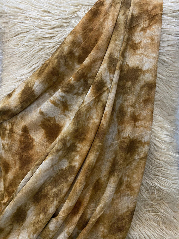 Tie-dye Printed Lawn Hijab - Coffee Brown