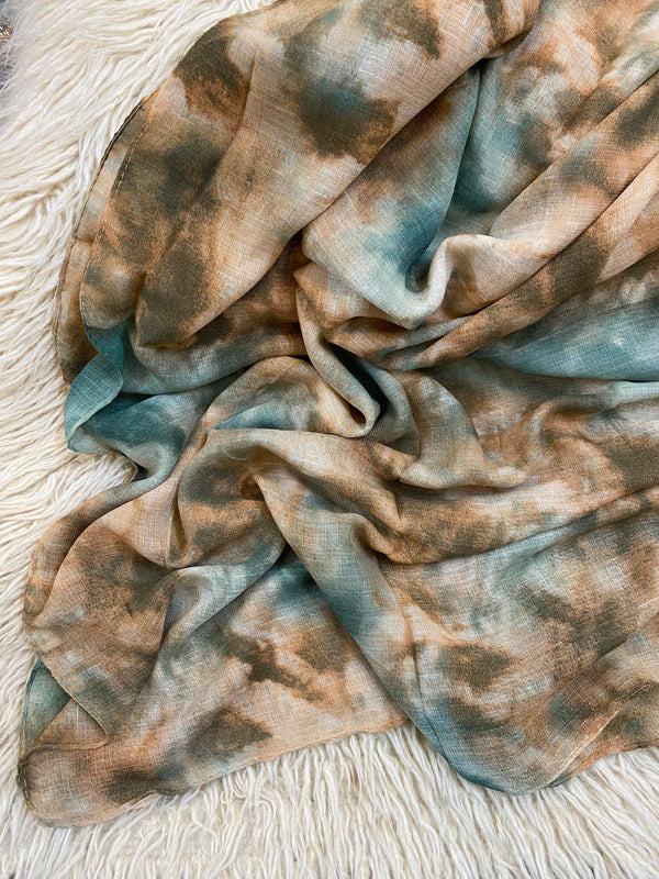 Tie-dye Printed Lawn Hijab - Forest