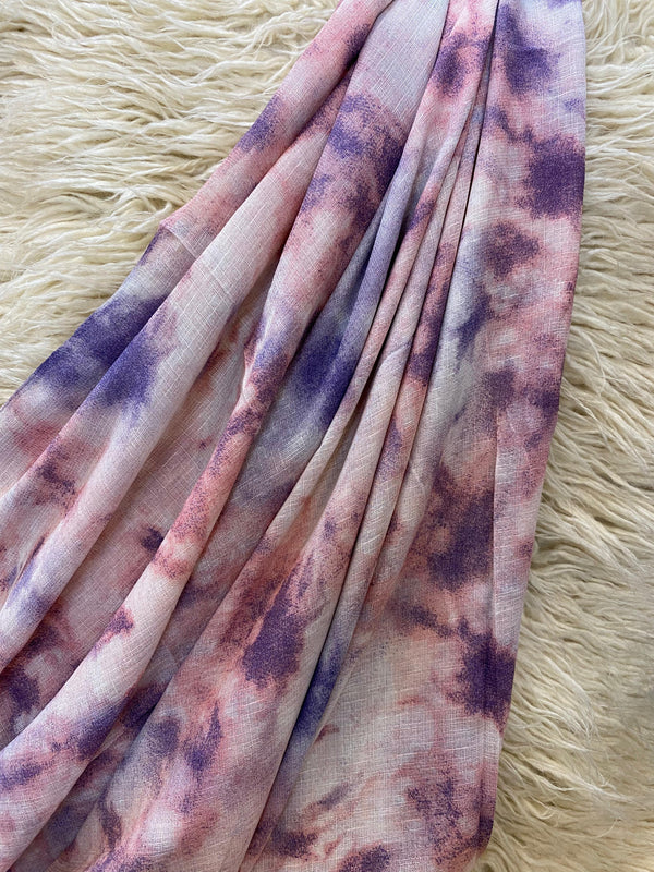 Tie-dye Printed Lawn Hijab - Lilac