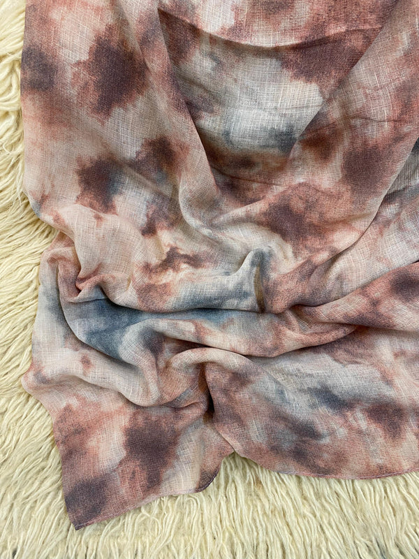Tie-dye Printed Lawn Hijab - Nude